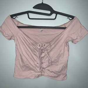 Lilac lace up crop top